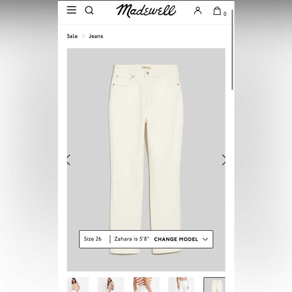 💗BNWT MADEWELL WHITE JEANS SIZE 26 CURVEY PERFECT VINTAGE JEAN